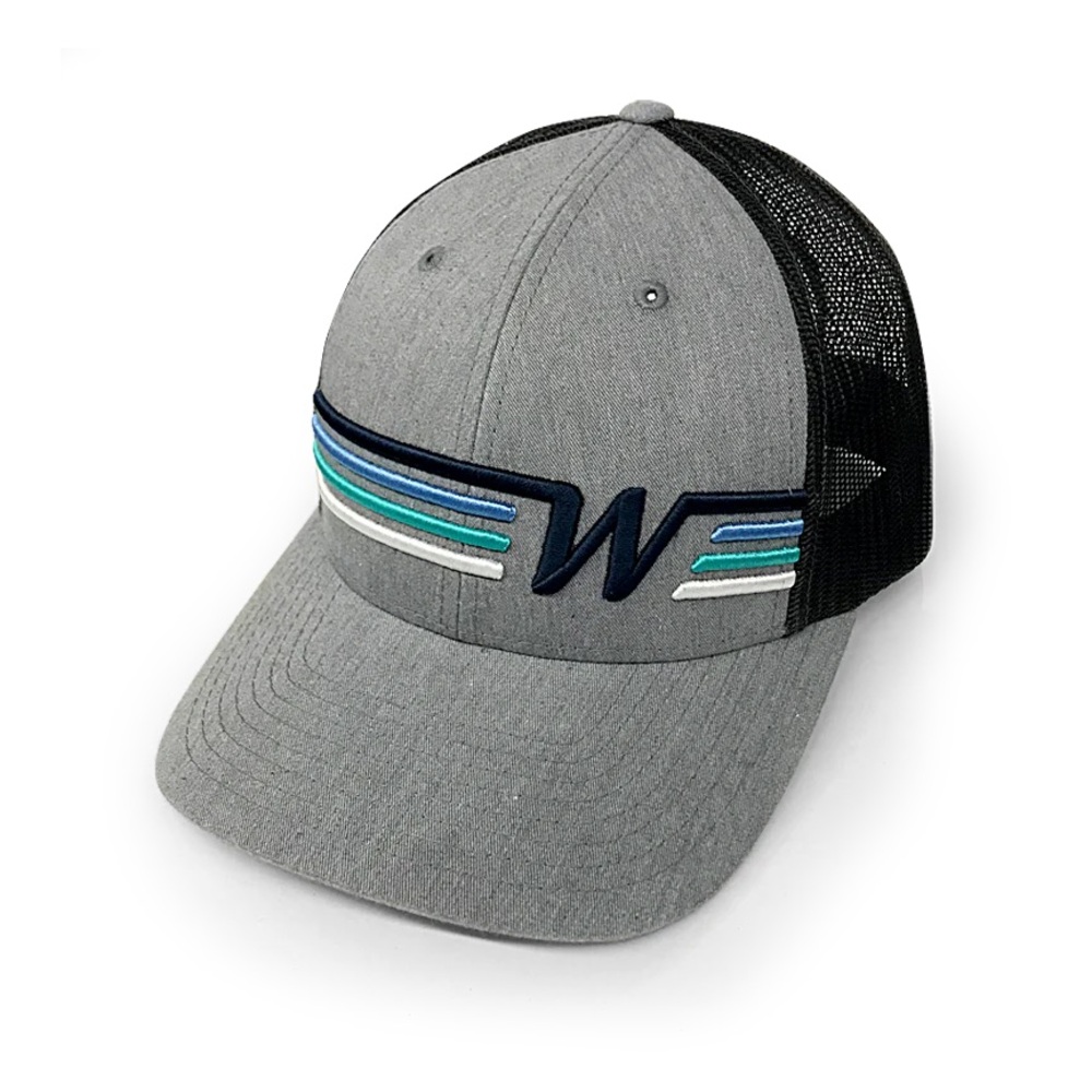 Wears Woody Sunstreaker Bold Coastal Style “W” Trucker SnapBack Grey Hat